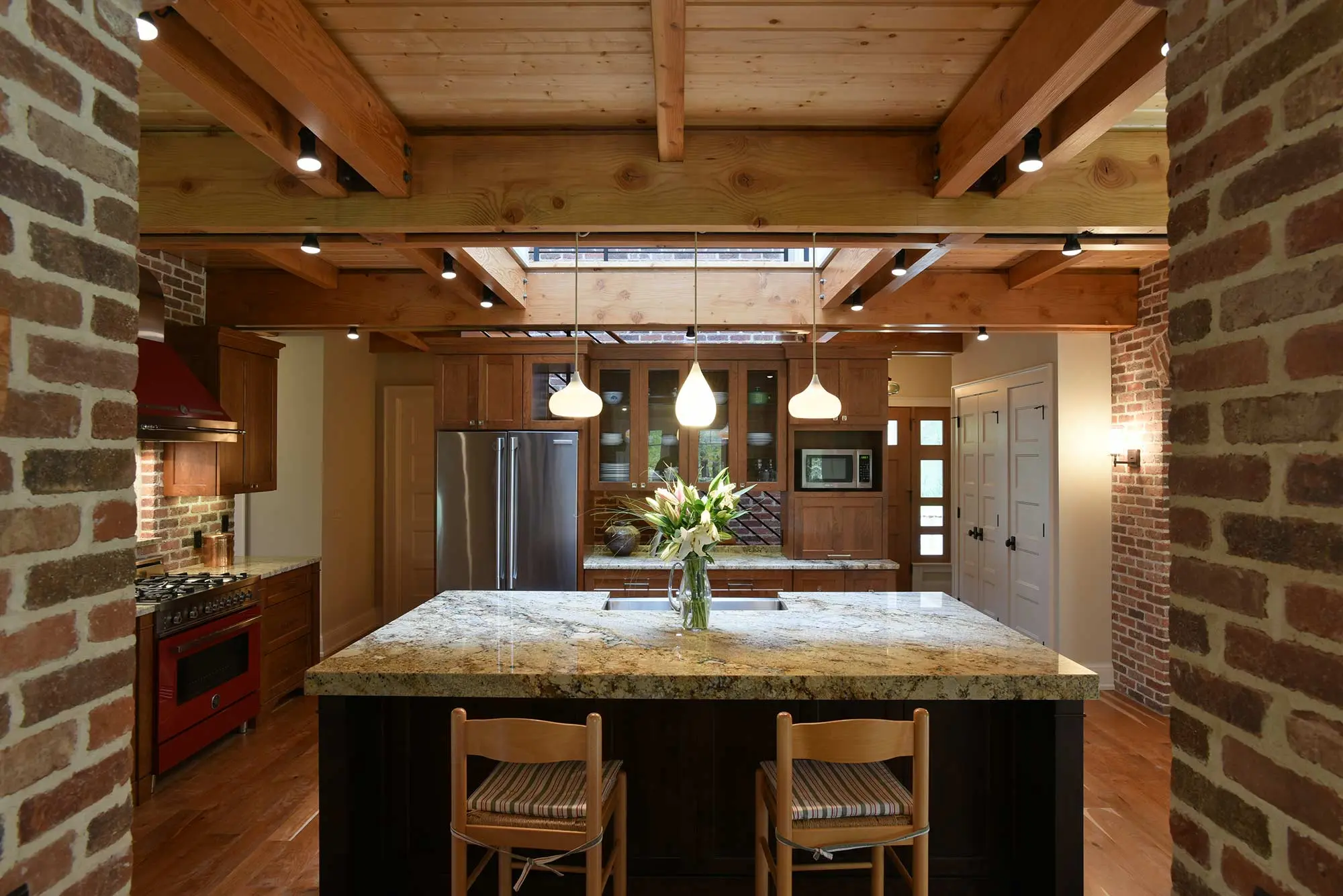 Interior brick kitchen