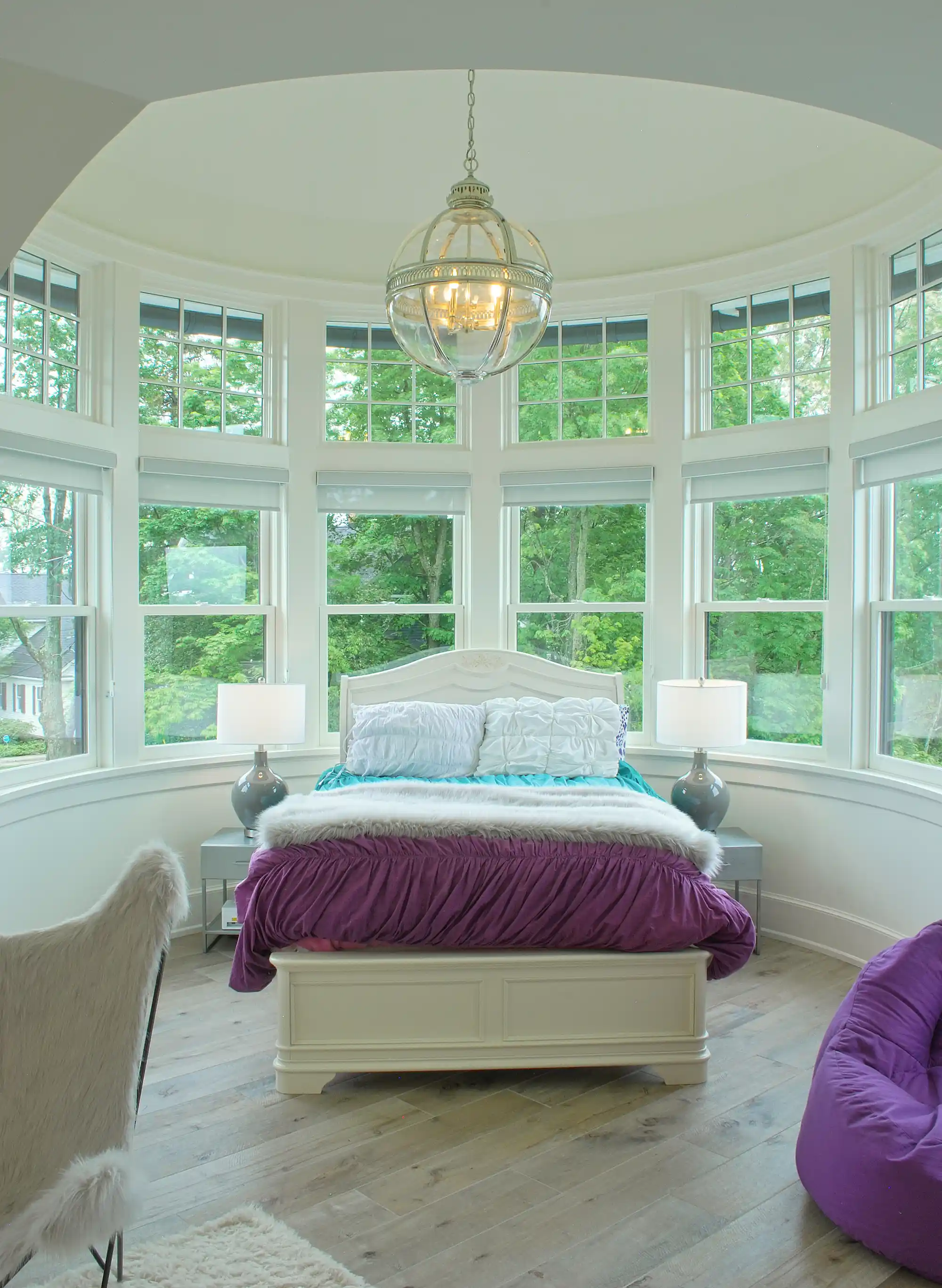 Dayroom setup in the turret with bed
